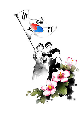 PSD 학생 여학생 여자 남자 교복 남학생 일러스트 캘리그라피 붓터치 들기 사람 두명 태극기 민주주의 번짐 무궁화 혁명 4.19혁명기념일 학생운동 국내일러스트 옷 꽃 컨셉 모션 국기 투쟁 파일형식 법정기념일 효과