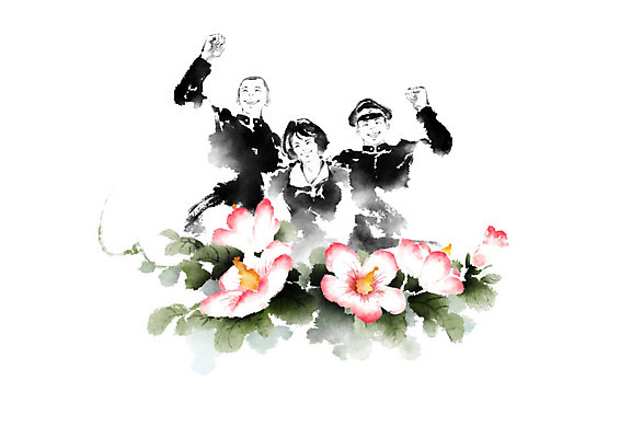 PSD 학생 여학생 여자 남자 교복 남학생 일러스트 캘리그라피 어깨동무 붓터치 사람 파이팅 민주주의 번짐 무궁화 혁명 4.19혁명기념일 학생운동 국내일러스트 옷 꽃 포즈 컨셉 모션 투쟁 파일형식 법정기념일 효과