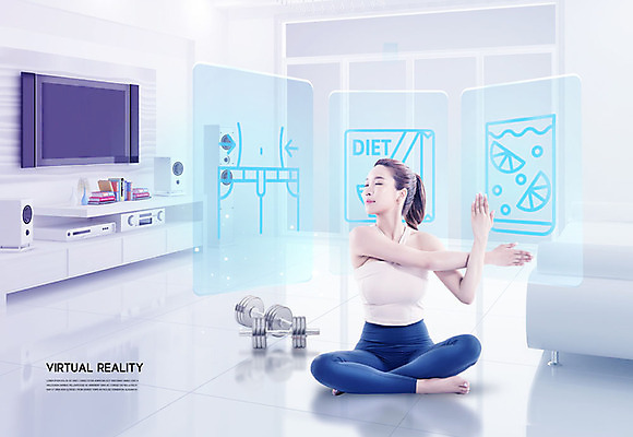 PSD 편집이미지 여자 거실 요가 건강 한명 사람 20대 성인 운동 스크린 한국인 가상현실 성인여자한명만 이미지편집 1 웰빙 동양인 청년 여자한명만 성인여자만 파일형식