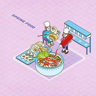 PSD 여자 남자 일러스트 두명 귀여움 보라색 봄 회 소라 무침 아이소메트릭 초고추장 국내일러스트 계절 음식 컬러 컨셉 어패류 사람 양념 파일형식