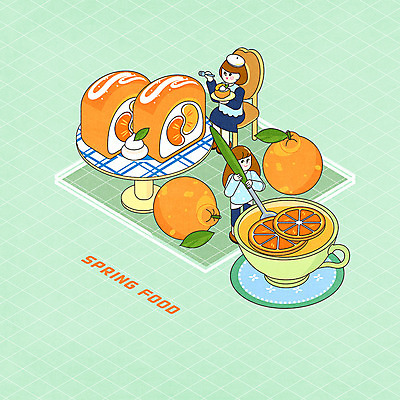 PSD 여자 포크 의자 일러스트 두명 귀여움 케이크 봄 카페 차 커피잔 티스푼 한라봉 아이소메트릭 롤케이크 민트색 여자만 국내일러스트 식기 계절 커피 음료 컬러 가구 컨셉 과일 디저트 잔 사람 상점 숟가락 파일형식