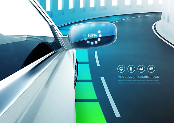 PSD 편집이미지 도로 정보기술 사람없음 파란색 도시 무선 충전 사이드미러 전기자동차 무선충전 이미지편집 길 컬러 교통시설 자동차 기술 파일형식