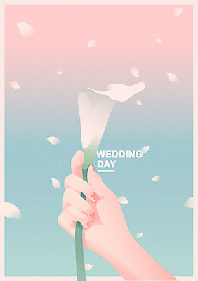 손 꽃잎 꽃 분홍색 결혼 일러스트 한손 한명 들기 사람 손짓 신체부위 봄 낙화 민트색 파스텔톤 국내일러스트 AI파일 식물 1 계절 컬러 모션 이벤트 파일형식 벡터