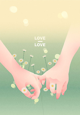 손 커플 일러스트 사람 손짓 두명 신체부위 연두색 봄 깍지 보케 꽃반지 새끼손가락 파스텔톤 국내일러스트 AI파일 계절 꽃 컬러 관계 모션 초록색 반지 파일형식 벡터