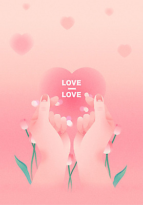 손 꽃 분홍색 일러스트 사랑 한명 사람 손짓 신체부위 봄 튤립 양손 보케 손하트 파스텔톤 국내일러스트 AI파일 식물 1 계절 감정 컬러 모션 파일형식 벡터