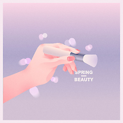 손 일러스트 한손 한명 들기 사람 손짓 신체부위 뷰티 봄 보케 연보라색 메이크업브러쉬 파스텔톤 국내일러스트 AI파일 1 계절 컬러 모션 보라색 붓 파일형식 벡터