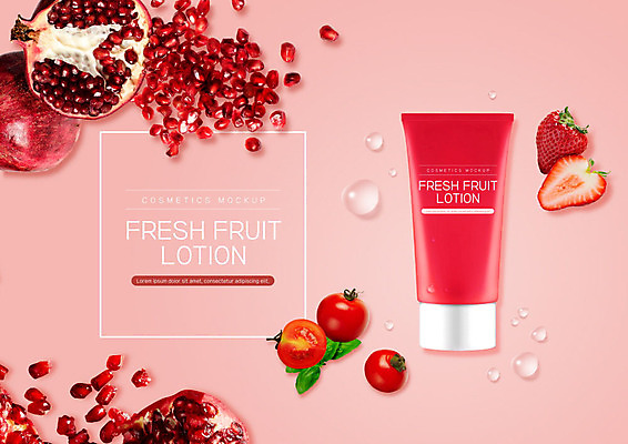 PSD 편집이미지 토마토 과일 딸기 사람없음 빨간색 뷰티 화장품 피부관리 석류 스킨케어 튜브용기 이미지편집 컬러 채소 용기_그릇 파일형식