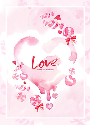 PSD 기념일 리본 분홍색 백그라운드 일러스트 화이트데이 데이이벤트 수채화 프레임 사탕 사랑 이벤트 글자캘리그라피 사람없음 하트 하트백그라운드 국내일러스트 모양 감정 컬러 캘리그라피 디저트 파일형식