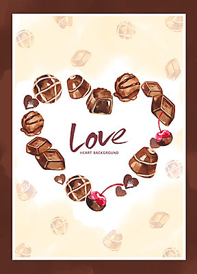 PSD 기념일 백그라운드 일러스트 데이이벤트 수채화 프레임 발렌타인데이 사랑 이벤트 글자캘리그라피 사람없음 갈색 초콜릿 하트 하트백그라운드 국내일러스트 모양 감정 컬러 캘리그라피 디저트 파일형식