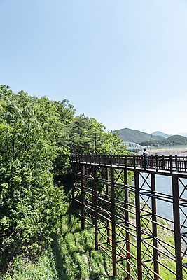 포토 JPG 주간 여행 하늘 풍경 사람없음 야외 여름 관광지 데크 국내여행 남한강 단양 명승지 상진대교 잔도길 국내포토 자연요소 계절 길 강 다리_건축물 충청북도 파일형식