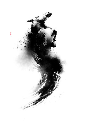 PSD 한마리 일러스트 캘리그라피 모션 붓터치 새해 흑백 사람없음 점프 말_동물 동양화 시작 번짐 낙관 국내일러스트 1 포유류 촬영기법 미술 파일형식 효과