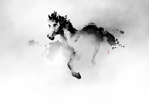 PSD 한마리 일러스트 캘리그라피 모션 붓터치 새해 흑백 사람없음 달리기 말_동물 동양화 시작 번짐 낙관 국내일러스트 1 포유류 촬영기법 미술 파일형식 효과