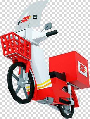 편집 편집이미지 누끼 사람없음 3D소스 3D 스쿠터 오토바이 입체 디지털합성 오브젝트 PNG 우체국 우체국택배 로우폴리 편집소스 바이크 택배 기관 파일형식