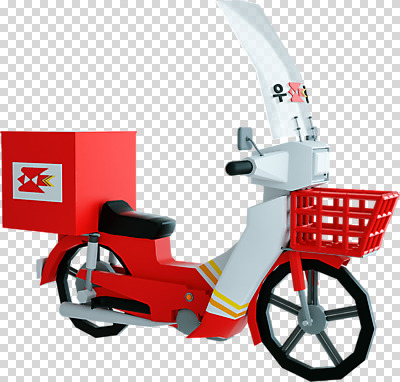 편집 편집이미지 누끼 사람없음 3D소스 3D 스쿠터 오토바이 입체 디지털합성 오브젝트 PNG 우체국 우체국택배 로우폴리 편집소스 바이크 택배 기관 파일형식