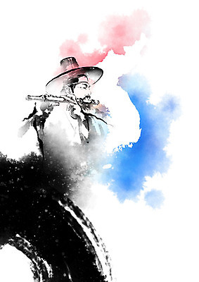 PSD 할아버지 노년 남자 음악 연주 일러스트 장난 캘리그라피 붓터치 국악 한명 사람 사회이슈 번짐 민속 화합 한반도 남북 대금 통일 노인남자한명만 남북통일 국내일러스트 갓모자 모자_잡화 1 전통 컨셉 문화예술 전통소품 국악기 성인 목관악기 남자한명만 노인남자만 파일형식 효과