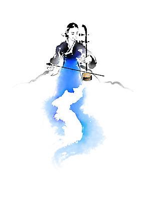 PSD 여자 음악 연주 일러스트 캘리그라피 현악기 붓터치 국악 한명 사람 한복 사회이슈 번짐 민속 화합 한반도 해금 남북 통일 여자한명만 남북통일 국내일러스트 1 한국전통 전통 악기 컨셉 문화예술 국악기 전통의상 여자만 파일형식 효과