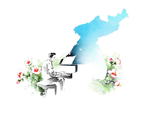 PSD 남자 꽃 음악 일러스트 캘리그라피 붓터치 한명 사람 연주자 피아노 사회이슈 악보 번짐 화합 무궁화 남북 통일 남자한명만 남북통일 국내일러스트 식물 1 컨셉 문화예술 음악가 건반악기 남자만 파일형식 효과