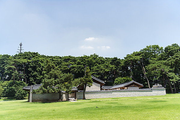 포토 JPG 주간 나무 한국전통 여행 유적지 풍경 사람없음 야외 여름 관광지 세계문화유산 문화재 역사 한국사 조선시대 명성황후 왕릉 재실 조선왕릉 홍유릉 홍릉 고종 을미사변 국내포토 자연요소 식물 전통 계절 고건축 한국 왕 남양주 파일형식