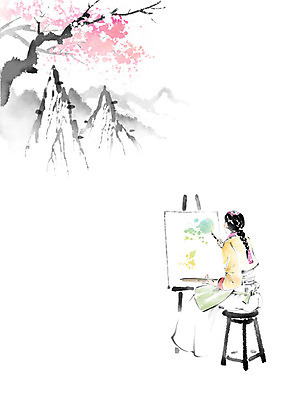 PSD 나무 여자 문화 잎 의자 일러스트 캘리그라피 붓터치 산 한명 사람 풍경 취미 물감 나뭇가지 붓 그리기 팔레트 한복 이젤 그림 번짐 캔버스 사생도 풍경화 여자한명만 국내일러스트 식물 1 한국전통 가구 모션 미술도구 전통의상 여자만 파일형식 효과