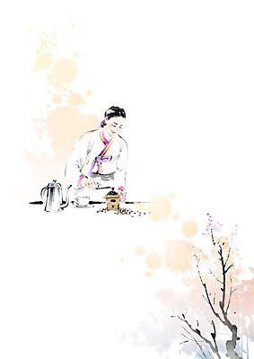 PSD 나무 여자 문화 커피 잎 일러스트 캘리그라피 주전자 붓터치 한명 사람 취미 컵 원두 나뭇가지 한복 번짐 핸드메이드 여자한명만 국내일러스트 식물 1 한국전통 식기 음료 주방용품 전통의상 여자만 파일형식 효과