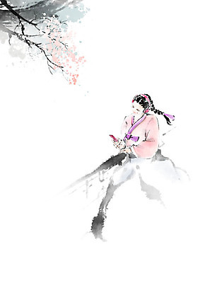 PSD 나무 여자 문화 음악 이어폰 잎 일러스트 캘리그라피 붓터치 한명 사람 취미 스마트폰 음악감상 감상 발코니 나뭇가지 한복 번짐 여자한명만 국내일러스트 식물 1 한국전통 음향기기 문화예술 핸드폰 스마트기기 전통의상 여자만 파일형식 효과