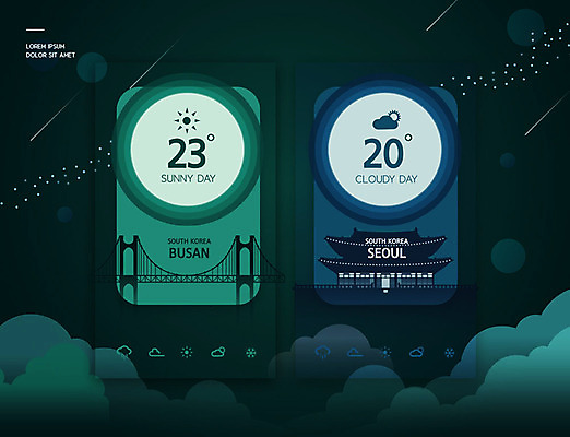 PSD 편집이미지 백그라운드 날씨 한옥 서울 사람없음 초록색 스마트폰 정보 레이아웃 온도 구름모양 부산 UI 랜드마크 소셜미디어 가교 목업 편집소스 이미지편집 모양 한국전통 건축물 컬러 고건축 한국 핸드폰 스마트기기 파일형식 구름_자연