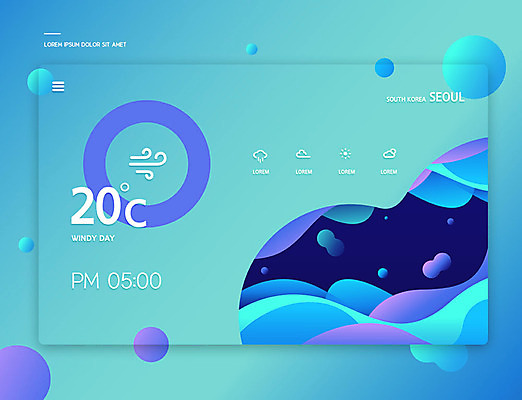 PSD 편집이미지 백그라운드 날씨 사람없음 파란색 스마트폰 정보 시간 원형 레이아웃 온도 물결무늬 UI 소셜미디어 목업 편집소스 이미지편집 도형 물결 컬러 무늬 핸드폰 스마트기기 파일형식