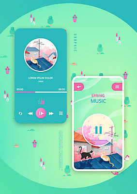 PSD 편집이미지 꽃 음악 백그라운드 지붕 사람없음 초록색 스마트폰 고양이 봄 정보 레이아웃 UI 반려 소셜미디어 플레이어 목업 편집소스 이미지편집 식물 계절 컬러 포유류 문화예술 핸드폰 스마트기기 반려동물 파일형식