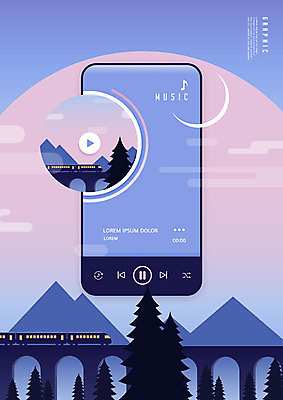 PSD 나무 편집이미지 음악 백그라운드 사람없음 스마트폰 보라색 기차 정보 레이아웃 UI 소셜미디어 플레이어 목업 편집소스 이미지편집 식물 육상교통 컬러 문화예술 대중교통 핸드폰 스마트기기 파일형식