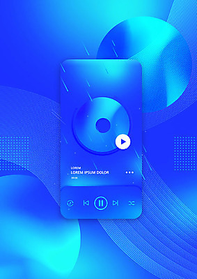 PSD 편집이미지 음악 백그라운드 사람없음 파란색 스마트폰 정보 레이아웃 네온 UI 소셜미디어 플레이어 목업 편집소스 이미지편집 컬러 문화예술 핸드폰 스마트기기 파일형식