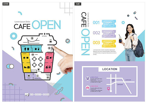 템플릿 손 ZIP 커피 음료 리플렛 지도 한명 사람 20대 성인 보라색 카페 터치 한국인 흰색 오픈 전단템플릿 전단 테이크아웃 성인여자한명만 인디자인 INDD 이미지템플릿 1 컬러 동양인 청년 신체부위 상점 홍보물 여자한명만 성인여자만 파일형식