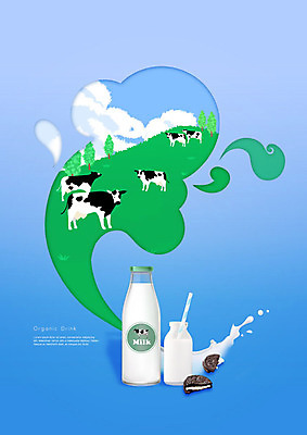 PSD 편집이미지 음료 여러마리 사람없음 파란색 과자 목장 우유 신선 젖소 이미지편집 컬러 다수 디저트 유제품 소 파일형식