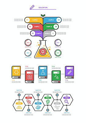 교육 과학 일러스트 사람없음 책 세트 컬러풀 새싹 플라스크 교과서 육각형 엘리먼트 웹엘리먼트 국내일러스트 AI파일 도형 식물 컬러 교재 실험기구 파일형식 벡터