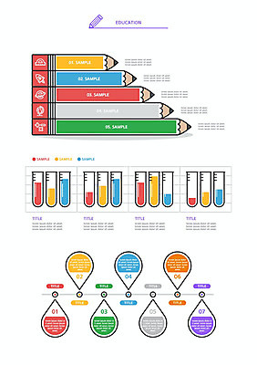 교육 과학 일러스트 그래프 사람없음 세트 컬러풀 연필 둥근플라스크 엘리먼트 웹엘리먼트 국내일러스트 AI파일 컬러 학용품 필기구 플라스크 파일형식 벡터