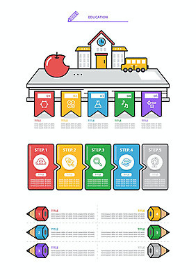 교육 화살표 일러스트 학교 사람없음 책 세트 컬러풀 연필 사과 스쿨버스 교과서 북마크 스텝 엘리먼트 웹엘리먼트 국내일러스트 AI파일 컬러 과일 학용품 교재 버스 필기구 파일형식 벡터