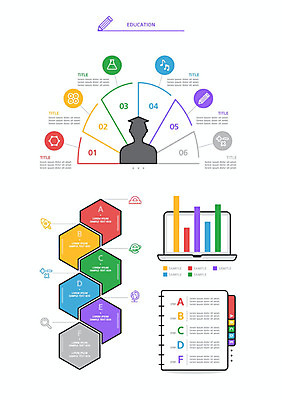 교육 일러스트 학사모 졸업 그래프 사람모양 사람없음 노트북 세트 컬러풀 공책 육각형 엘리먼트 웹엘리먼트 국내일러스트 AI파일 모양 도형 모자_잡화 컬러 문구용품 전자제품 파일형식 벡터