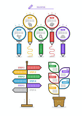 교육 화분 잎 일러스트 돋보기 사람없음 세트 컬러풀 연필 표지판 엘리먼트 웹엘리먼트 국내일러스트 AI파일 식물 컬러 학용품 알림판 필기구 파일형식 벡터
