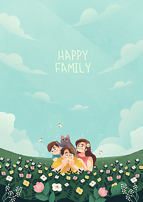 구름 한마리 여자 남자 꽃 아들 어린이 하늘색 나비 꽃밭 일러스트 가족 상상 하늘 엄마 사랑 사람 소년 상반신 성인 세명 고양이 턱괴기 봄 아빠 반려 국내일러스트 AI파일 자연요소 식물 1 계절 감정 곤충 포유류 관계 모션 파란색 반려동물 파일형식 벡터