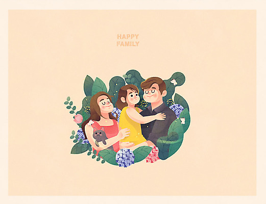 한마리 여자 남자 꽃 딸 어린이 일러스트 가족 안기 상상 엄마 사랑 사람 성인 세명 노란색 고양이 봄 풀 아빠 국내일러스트 AI파일 식물 1 계절 감정 컬러 포유류 관계 모션 반려동물 파일형식 벡터