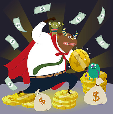 캐릭터 돈 일러스트 비즈니스 상상 들기 사람없음 달러 요괴 몬스터 국내일러스트 일러캐릭터 AI파일 모션 재산 파일형식 벡터