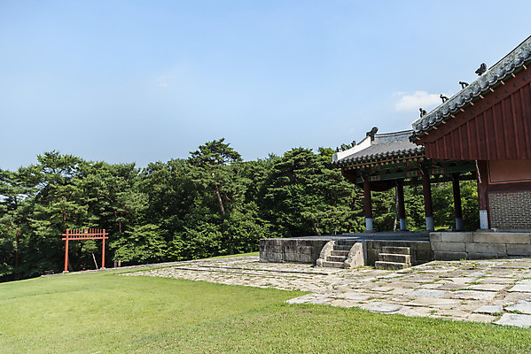 포토 JPG 주간 나무 한국전통 여행 유적지 하늘 풍경 사람없음 야외 여름 관광지 세계문화유산 문화재 역사 한국사 조선시대 왕릉 잡상 정자각 조선왕릉 홍살문 동구릉 경릉 헌종 효현왕후 효정왕후 국내포토 구리시 자연요소 식물 전통 계절 고건축 한국 기와 왕 전통문 경기도 파일형식 왕후 구리_지역