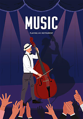 전신 손 남자 악기 음악 포즈 연주 일러스트 문화예술 그림자 한명 사람 신체부위 남색 콘트라베이스 남자한명만 국내일러스트 AI파일 1 컬러 현악기 남자만 파일형식 벡터