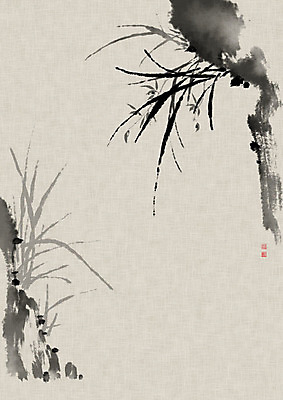 PSD 꽃 잎 일러스트 캘리그라피 붓터치 흑백 사람없음 바위 난초 먹 동양화 한지 번짐 낙관 사군자 국내일러스트 식물 종이 서예 촬영기법 미술 돌_바위 파일형식 효과