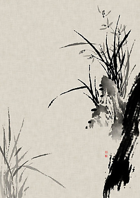 PSD 전통 꽃 잎 일러스트 캘리그라피 붓터치 흑백 사람없음 바위 난초 먹 동양화 한지 번짐 낙관 사군자 국내일러스트 식물 종이 서예 촬영기법 미술 돌_바위 파일형식 효과