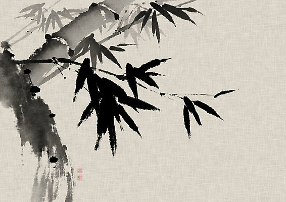 PSD 전통 줄기 잎 일러스트 캘리그라피 붓터치 흑백 사람없음 먹 대나무 동양화 한지 번짐 낙관 사군자 국내일러스트 나무 식물 종이 서예 촬영기법 미술 파일형식 효과