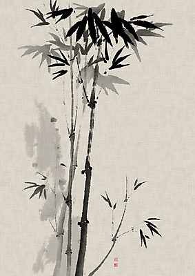 PSD 전통 줄기 잎 일러스트 캘리그라피 붓터치 흑백 사람없음 먹 대나무 동양화 한지 번짐 낙관 사군자 국내일러스트 나무 식물 종이 서예 촬영기법 미술 파일형식 효과