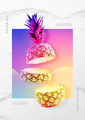PSD 편집이미지 그래픽백그라운드 사람없음 그래픽 컬러풀 파인애플 토막 홀로그램 카피스페이스 이미지편집 컬러 백그라운드 과일 공백 열대과일 파일형식