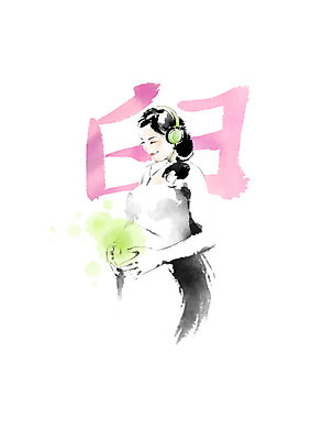 PSD 여자 음악 일러스트 캘리그라피 붓터치 한명 한자 임산부 임신 태교 번짐 천자문 형상화 여자한명만 국내일러스트 문자 1 문화예술 사람 그림 여자만 파일형식 효과