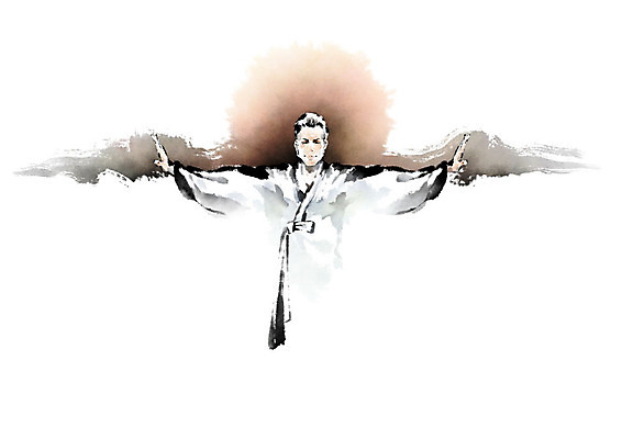 PSD 남자 포즈 일러스트 캘리그라피 붓터치 건강 한명 사람 상반신 운동 기운 번짐 체조 남자한명만 국내일러스트 1 남자만 파일형식 효과