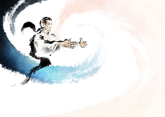 PSD 남자 포즈 일러스트 캘리그라피 붓터치 건강 한명 사람 상반신 운동 기운 한복 번짐 체조 남자한명만 국내일러스트 1 한국전통 전통의상 남자만 파일형식 효과